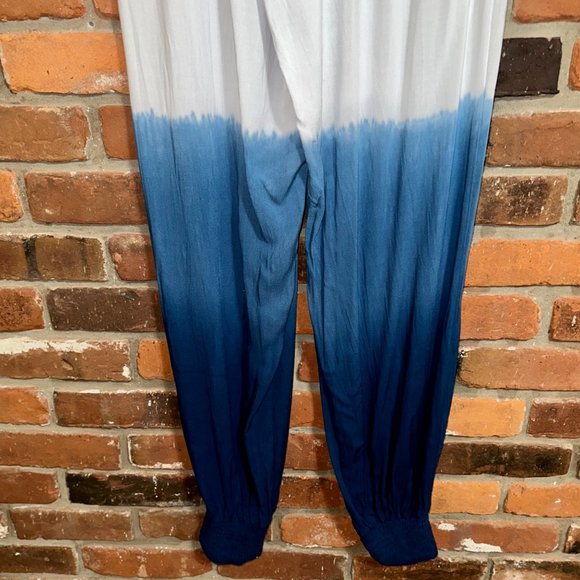 Boheme By Skemo White And Blue Dip Dye Jogger Pants Size Large - Picture 6 of 7